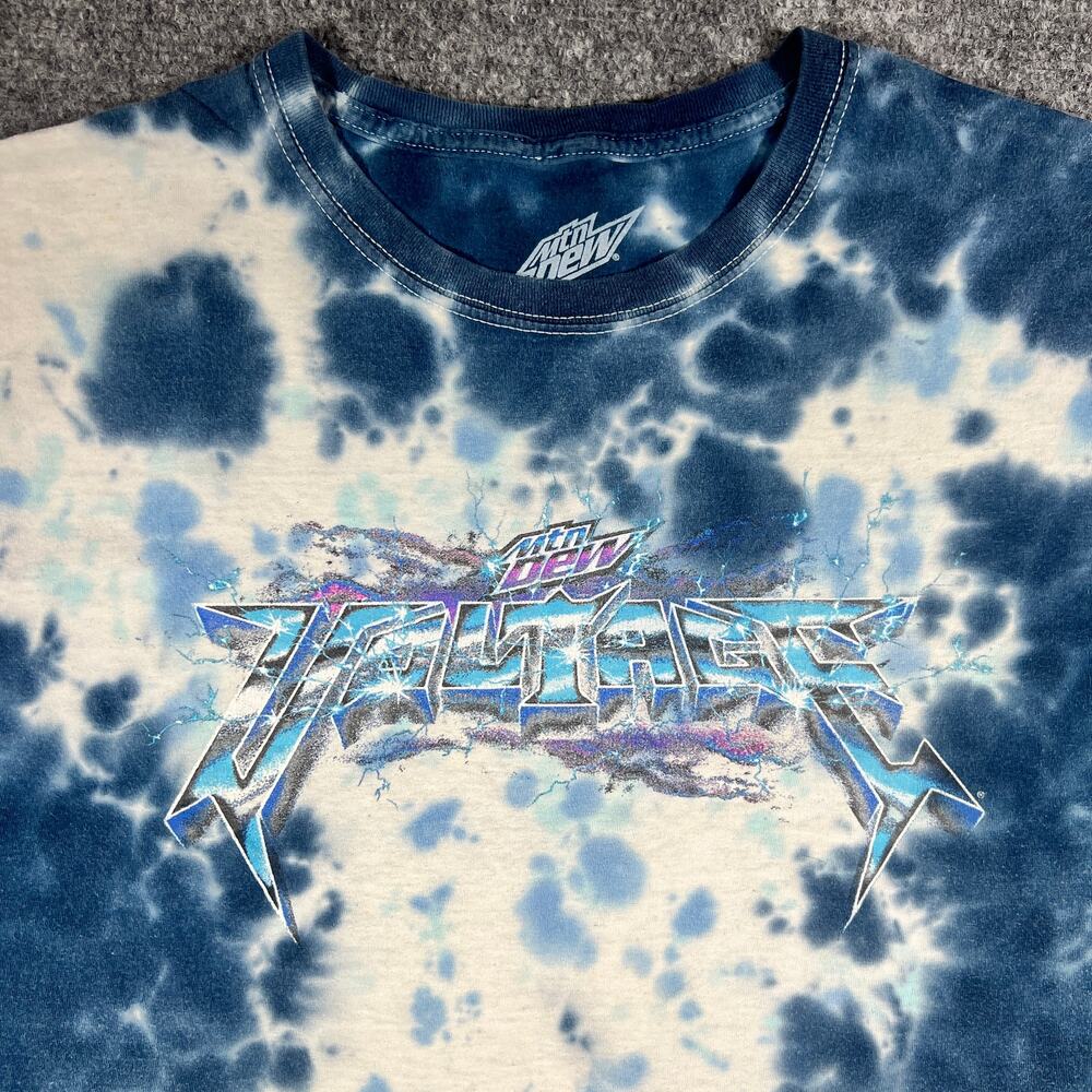 Mountain Dew Metallica Tie Dye T-Shirt Medium Blue 2021